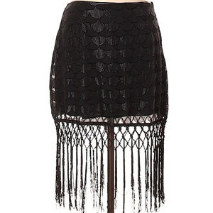 Astr 100% Polyester Metallic Black Casual Skirt